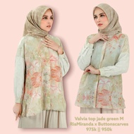 SALE VALVIA TOP JADE GREEN BUTTONSCARVES X RIAMIRANDA