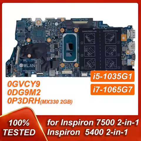 0GVCY9 0DG9M2 0P3DRH For Inspiron 15 5400 2-in-1 7500 2-in-1 Laptop Motherboard System Mainboard 197