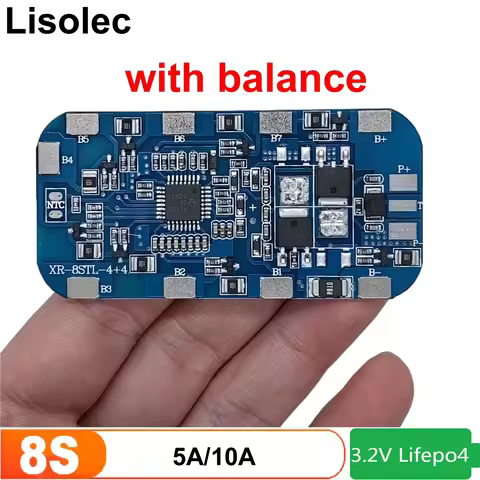 8S 24V Lifepo4 BMS 10A 5A Protect Board with Balance for 29.6V 8S1P 18650 Lithium Iron Phosphate Bat