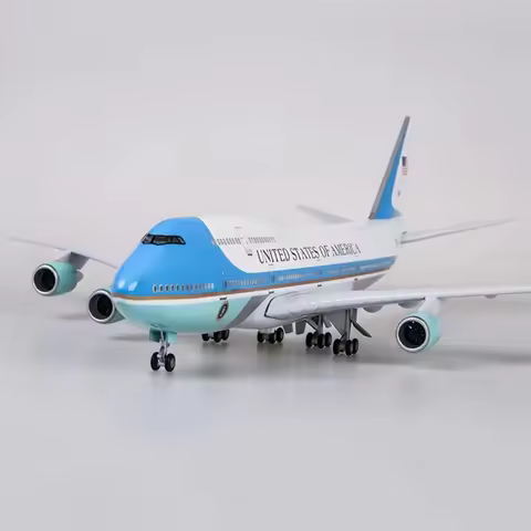 B747 Air Force One Plane Model Aircraft Resin Collection Plane W Light and Wheel for Collection Disp