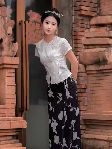 2pcs Thailand Myanmar women Dai clothing Dai Ethnic Costume Performance Dance National Costume Thai 