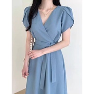 korean fitted long elegant blue dress for woman formal civil wedding gown cocktail dress for teens