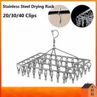 20 30 40 Clips Stainless Steel Drying Rack Windproof Hanger for Socks, Bras, Underwear, and Laundry
