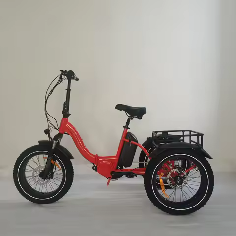 Fat Tire Tricycle 3 Wheel Electric Bike Mid Motor Electric Tricycles Folding Frame E Trike For Adult