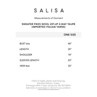 11.11 SALISA - SWEATER FW25 WOOL ZIP-UP 2-WAY Taupe (Imported Italian Yarns)