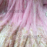 Shiny Sequin Golden Wedding Dress Fabric - Perfect for Designers