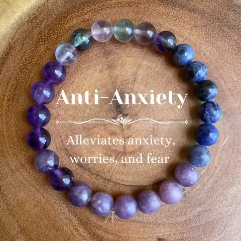 1pc/Anti-Anxiety Stress Reduction Crystal Bracelet Sodalite Fluorite Amethyst Lepidolite - 8mm Stone