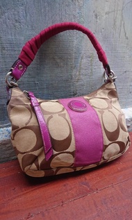 COACH USA #F19218  vintage tas ketek unik/kanvas mix kulit/BRW/small