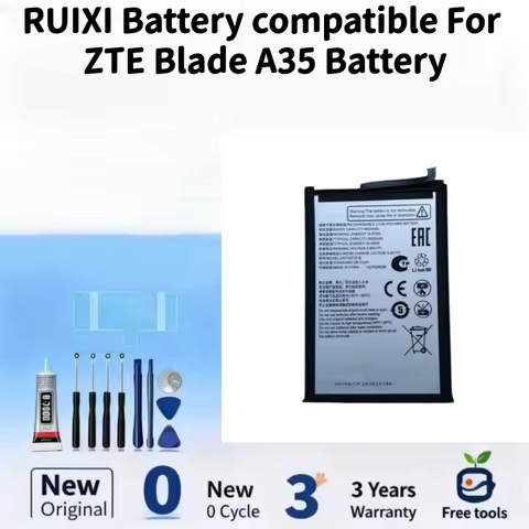 RUIXI Battery compatible For ZTE Blade A35 E6718ZTE-B 5000mAh Mobile Phone Batteries + Free Tools