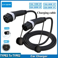 evsow Car Charger Type2 To Type2 Charging Cable 16A 11KW Type2 Charging Station To Type2 Female To M