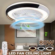 80W Modern Minimalist Led Ceiling Lights Ceiling Acrylic Led Ceiling Fan with Lights Remote Control Fan Lamp Dimmable Fan Light AC185-250V