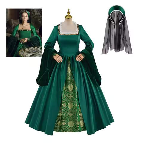 Queen Anne Boleyn Tudor Mary Boleyn Cosplay Costume Green Ball Gown Women Tudor Elizabethan Fancy Dr