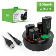 Xbox Series X|S コントローラー用 バッテリー 4つ バッテリー充電器 バッテリー 充電ステーション 充電スタンド 1200mAh充電電池 4つ同時充電 LEDインジケーターライト Xb