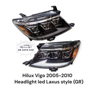 ไฟหน้า Vigo led laxus style มีโลโก้ GR ปี2005-2010 ไฟโปรเจคเตอร์ 3 ดวง