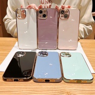 Casing iPhone 15 14 13 12 11 Pro Max X XR XS Max 8 7 + Plus SE 2020 Plating Laser Carving Solid Colo