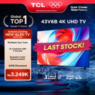 [4K Google TV] TCL 43 Inch V6B - Smart UHD - T-Screen - Dolby Audio - HDR10 - AiPQ Processor - Dynam