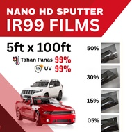 【IRR 99% Sputter】Direct Kilang HD Nano Sputtering Film HD PLUS 5x100 2MIL Tahan Panas