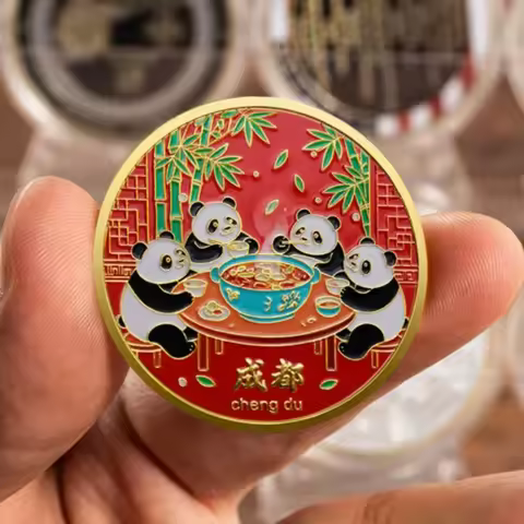 Chengdu Impression Commemorative Coin Gold Plated Sichuan Panda Bamboo Tourism Collection Coin Touri