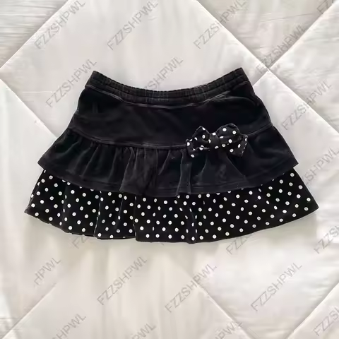 Dot Chic Harajuku Graphic Print Subculture Punk Y2K Skirt Fashion Rock Goth Pleated skirt Vintage Hi