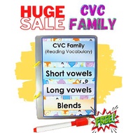 CVC Family / Short AEIOU / Long AEIOU / Blended words / Reading / Kids / Essential School Materials