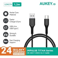 Aukey Cable CB-AKC1 USB a To C QC 2.0 Kevlar Cable Black