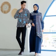 ORIGINT Batik Couple Kombinasi Polos Modern / Baju Gamis Wanita Muslim