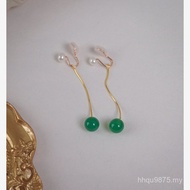 No Pierced Hand-Made Tassel Elegant 31078 Ear Bone Clip Yeyuan Earrings Pearl Temperament Green Agat