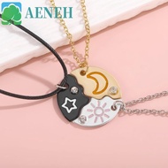 AENEH 3pcs Sun Star Moon Necklace, Pizza Shape Creative Best Friend Necklace, Cute Alloy Necklace Co