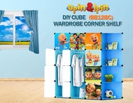Upin Boboiboy BLUE 12 Cube Corner DIY Multipurpose Wardrobe Cabinet Clothes Storage Organizer Almari Rak Dropship