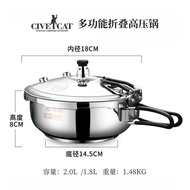 ║Civetcat-ready Stock Genuine Outdoor Camping Pressure Cooker Portable 304 Stainless Steel Multifunctional Folding Pressure Cooker Low Small Pressure Cooker