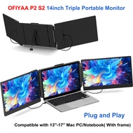 [HBX] Ofiyaa S2 14 "Triple แล็ปท็อปหน้าจอ Extender FHD 1080P IPS dual Portable Monitor สำหรับแล็ปท็อป, Type-C Travel LAPTOP Monitor Extender พร้อม kickstand, Plug and Play กับ windows/mac/linux/ ps5
