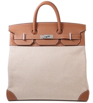 罕‼️未使用品 Hermes Birkin HAC 40 布併金棕色皮銀扣手挽袋😍🤩🌈  BRAND STATION 尖沙咀樂道1號地鋪