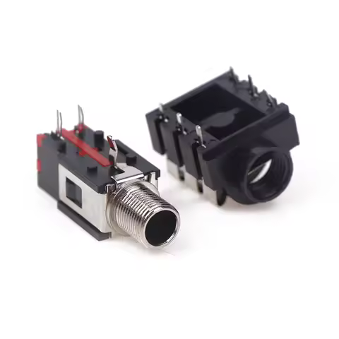 5PCS PCB Mount 6 Pin Input Output Jack Dual Channel Female 6.35mm Jack Stereo 1/4 Inch Guitar Pedal 