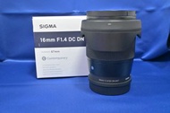 SOLD) 新淨 Sigma 16mm F1.4 DC DN For L-mount 半幅鏡等效24mm F1.4大光圈 輕巧易用 Leica CL Sigma FP Panasonic