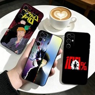 動畫《靈能百分百》手機殼，黑色矽膠軟殼，適用於三星 S25、S24、S21、S22、S23、S30、Ultra、S20、Plus、Fe、Lite