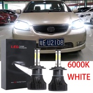 New FOR TOYOTA VIOS 2002 2003 2004 2005 Front Car Headlight Lamp Bulbs - 6000K LED Bulbs Kit Replace