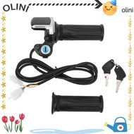 OLINI Electric Throttle Grip, LCD Display LED Indicator 48V Half Twist Throttle,  Grip Lock Key Set 