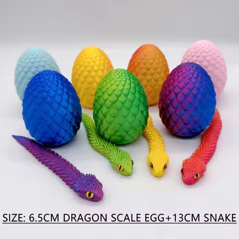 The realistic design of 3D printed snake eggs, flexible joints, and 3D snake toys is very suitable f