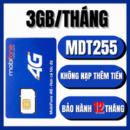 (FREE 12 THÁNG) Sim 4G 5G Mobifone MDT255 Tặng 3GB Mỗi Tháng Full Tốc Độ Cao Sim Chuyên Vào Mạng Hỗ