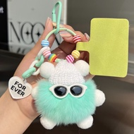 Cartoon Briquette Monster Doll Bag Package Pendant Rex Rabbit Fur Schoolbag Keychain Girl Heart Orna