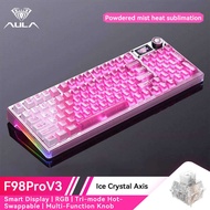 ปลั๊ก F98โปร V3 95คีย์แบบถอดเปลี่ยนได้หน้าจออัจฉริยะแป้นพิมพ์โปร่งใสกลไกพร้อมไฟ RGB Backlit บลูทูธ/2