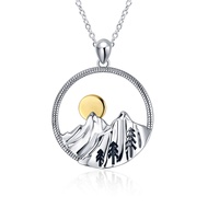 Mountain Necklace Sterling Silver Mountain Pendant Necklace Nature Jewelry Gift for Skiers, Hikers, 