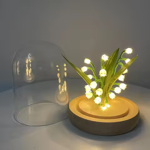 Lily of The Valley Flowers Night Light Handmade Artificial Flower Tulip Night Lamp DIY Bedside Sleep
