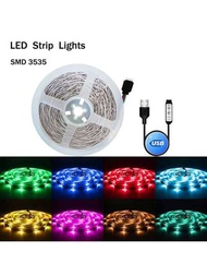 5VUSB迷你三鈕扣LED燈帶帶3535RGB1-20靈活燈條,適用於電視,臥室和家庭裝飾用品