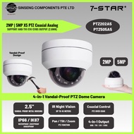 7-STAR* 2MP/5MP x5 PTZ Coaxial Analog AHD/TVI/CVI/CVBS Vandal-Resistant Mini Dome CCTV Camera (2.8mm