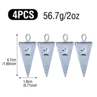 4Pcs Fishing Sinkers Triangular PyramidSurf Weights 1oz 2oz 3oz 4oz 5oz 7oz Taper 4 Corner for Outdo