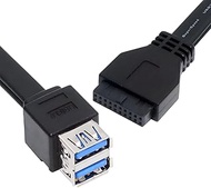 xiwai Stackable USB 3.0 Female Type-A Dual Port DIP Type to 20Pin 19Pin Motherboard Header Cable wit
