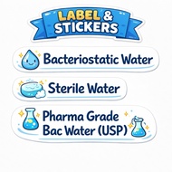 BACTERIOSTATIC WATER PHARMA GRADE BAC WATER LABEL & STICKER