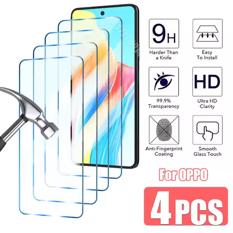 4PCS Tempered Glass For OPPO A74 5G A54 A52 Screen Protector For OPPO A72 A53 A9 A5 2020 Protective 