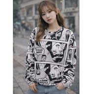 Unisex crewneck sweater printing popart vintage/ crewneck sweater